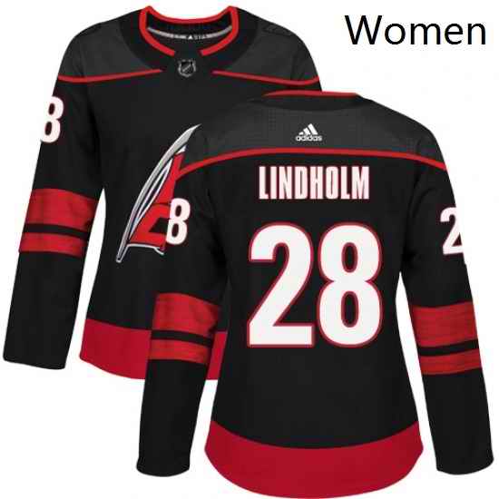 Womens Adidas Carolina Hurricanes 28 Elias Lindholm Premier Black Alternate NHL Jersey